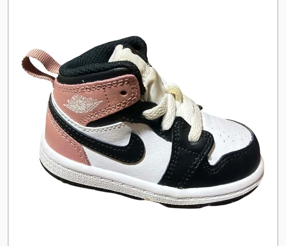 Air Jordan 1 Mid TD Rust Pink Toddler Shoes White Black DQ8425-100 Size 5C